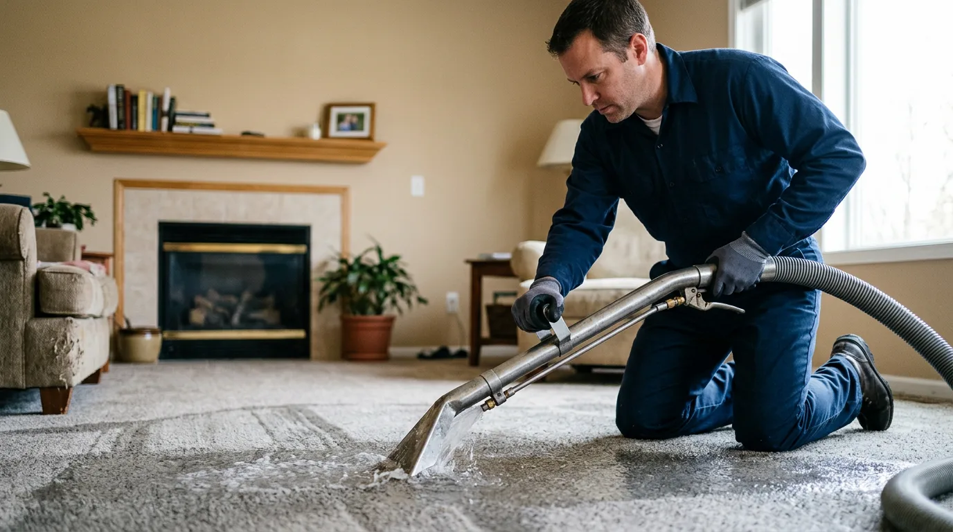 Water damage restoration technician working near North Attleboro, MA